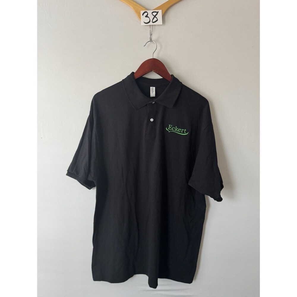 Jerzees SpotShield Polo Shirt Men’s XL Black Eckert Embroidered Logo Workwear